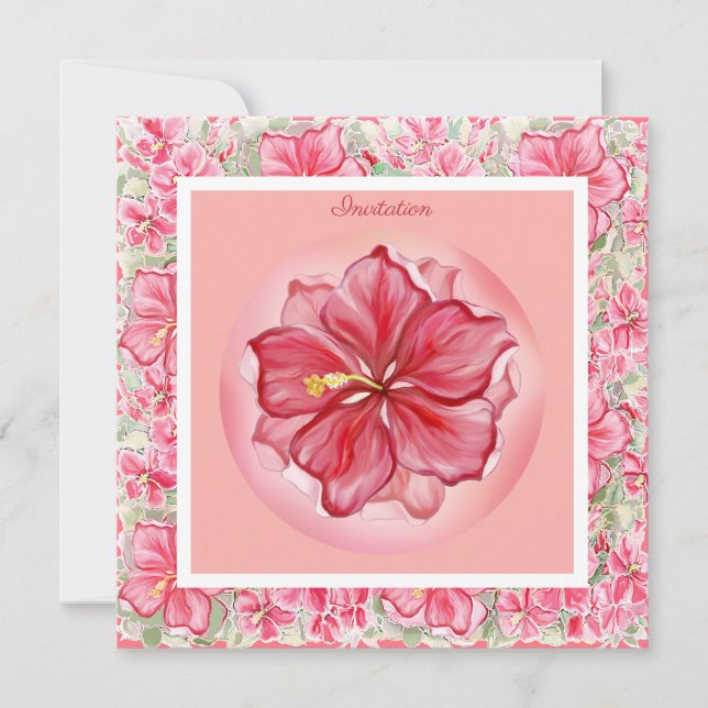 Convites Hibiscus e rendas RED (Frente)