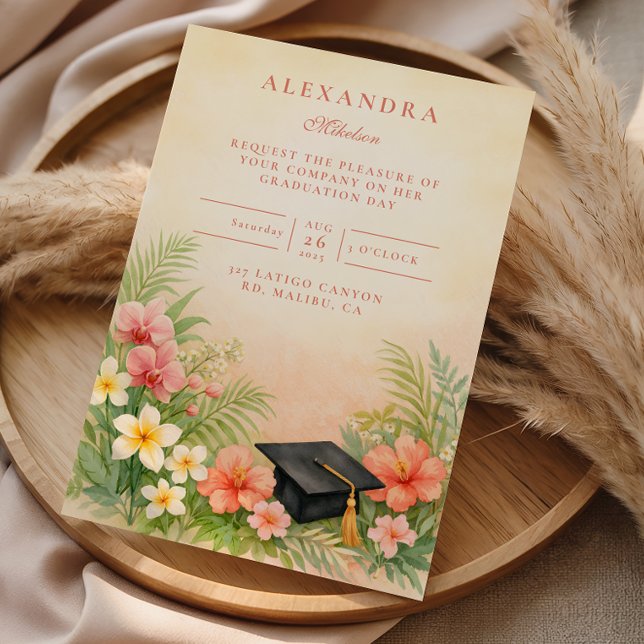 Convites Hibiscus Floral Graduation Party (Criador carregado)
