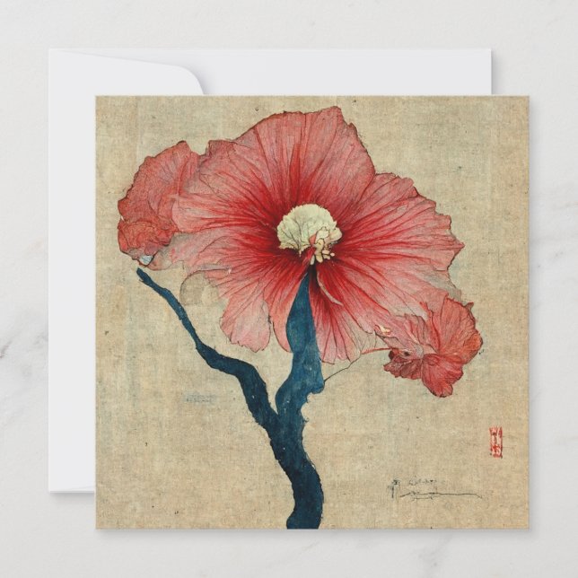 Convites Hibiscus Flower Painting (Frente)