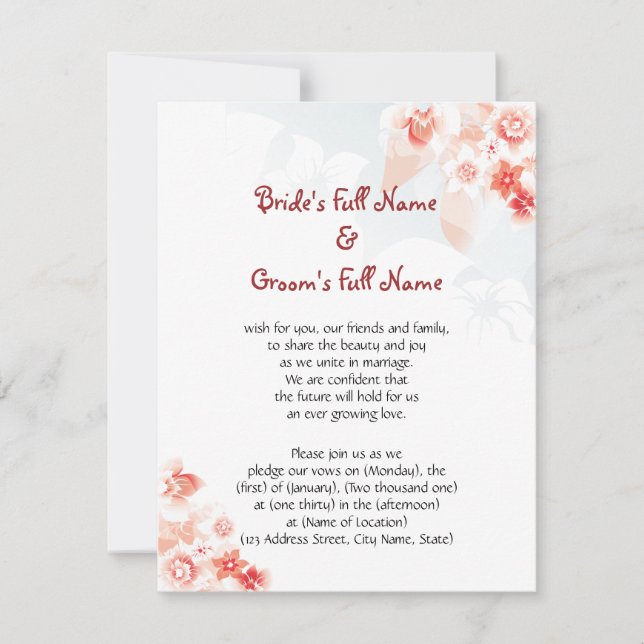 Convites Hibiscus havaiano na laranja vermelha (Frente)