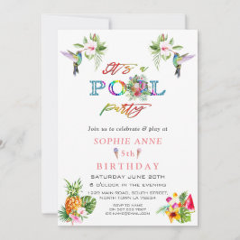 Convites Hibiscus Hummingbird, cor-de-rosa, 5, Aniversário