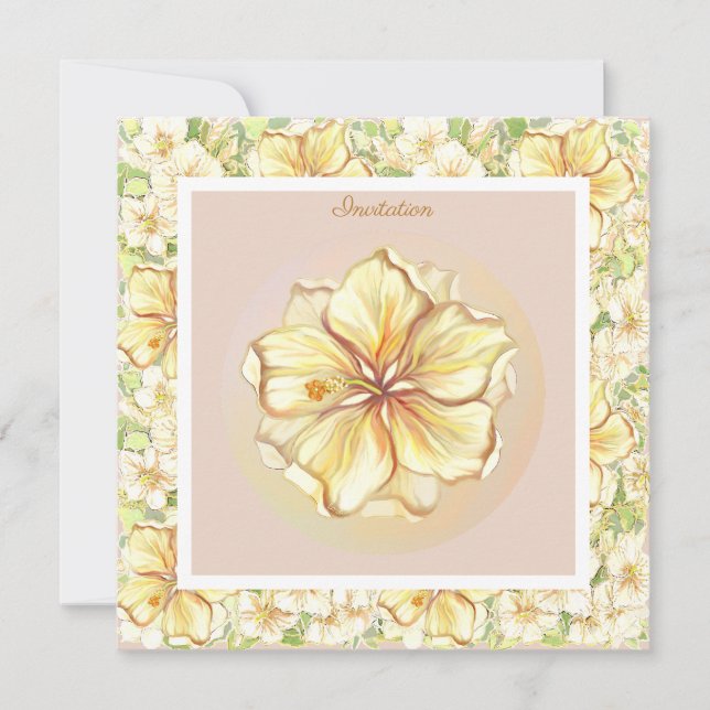 Convites Hibiscus & lace AMARELO (Frente)