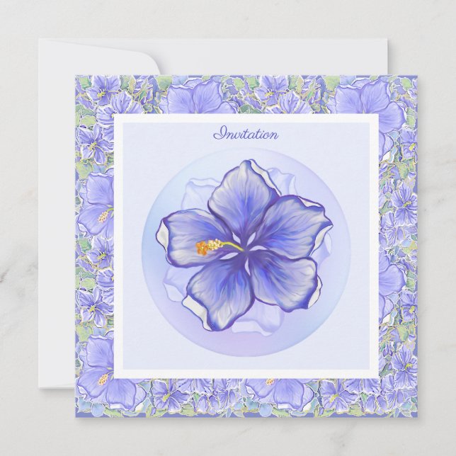 Convites Hibiscus & lace BLUE (Frente)