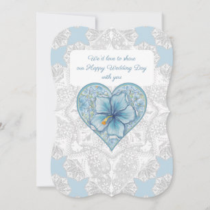 Convites Hibiscus & lace TURQUOISE