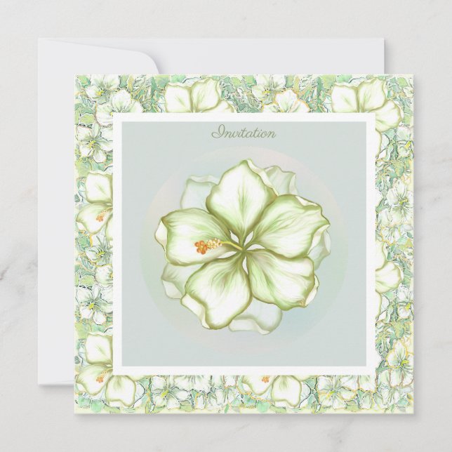 Convites Hibiscus & lace WHITE (Frente)
