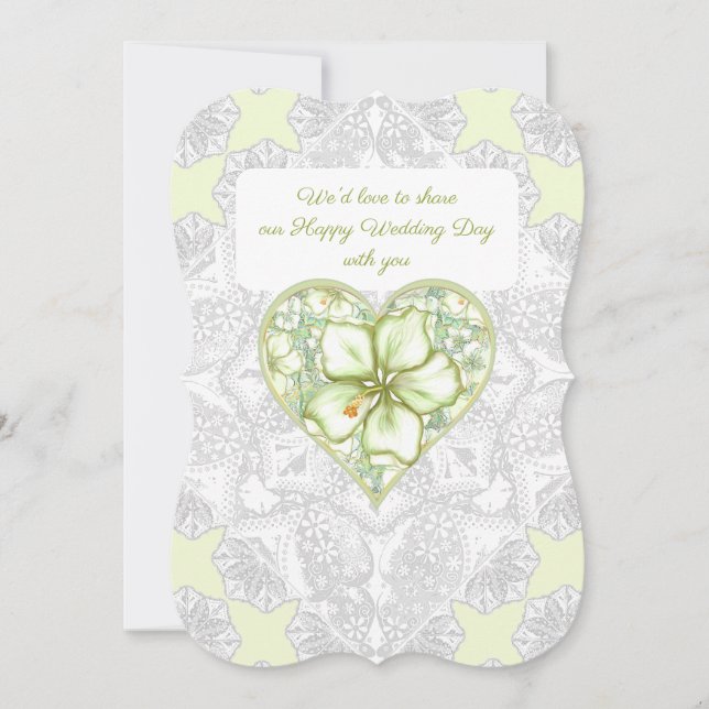 Convites Hibiscus & lace WHITE (Frente)