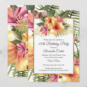 Convites Hibiscus Tropical Amarelo Amarelo Floral Rosa Dour
