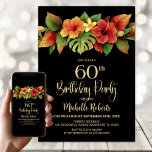 Convites Hibiscus Tropical Floral Black 60th Festa de anive<br><div class="desc">Convide seus amigos e entes queridos para seu aniversário de 60 anos com este convite de aniversário floral de hibisco tropical. A área de texto personalizável neste modelo de convite permite que você inclua facilmente todos os detalhes necessários para sua celebração especial de aniversário, incluindo as informações de data, hora,...</div>