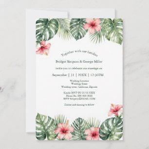 Convites Hibiscus Vintage Havaí Floral Tropical Casamento