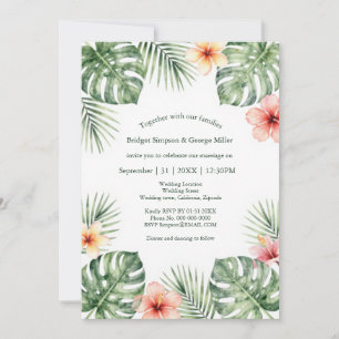 Convites Hibiscus Vintage Havaí Floral Tropical Casamento
