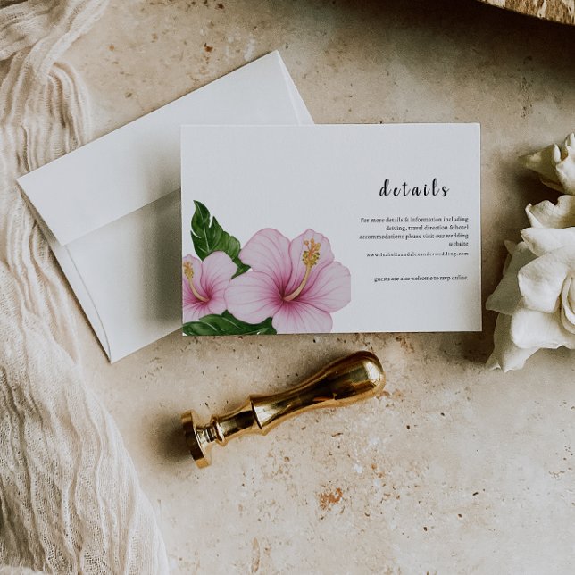 Convites  Hibiscus Wedding Details Card (Criador carregado)