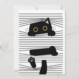 Convites Hidden Black Cat Cute Funny Minimalist Animal Love