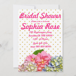 Convites Hídrangas florais verdes, cor-de-rosa, cor-de-rosa