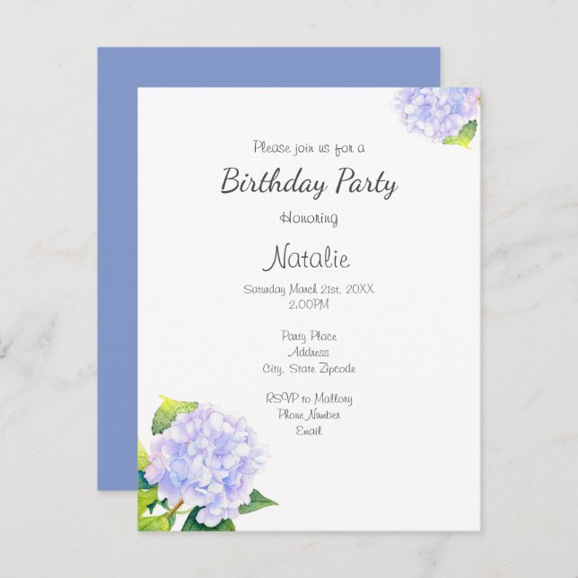Convites Hidrangea (Frente/Verso)
