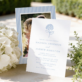 Convites Hidrangea Azul Clássica Foto Casamento