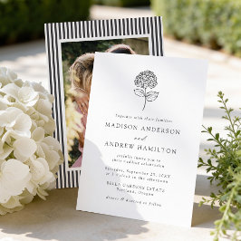 Convites Hidrangea Carvão Vegetal Clássico Foto Casamento