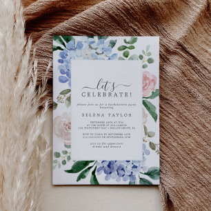 Convites Hídria Azul Elegante  Celebração de Vamos branc