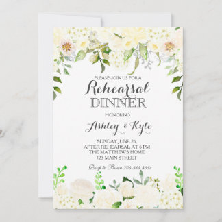 Convites Hídricas brancas Janto de ensaio INvitation