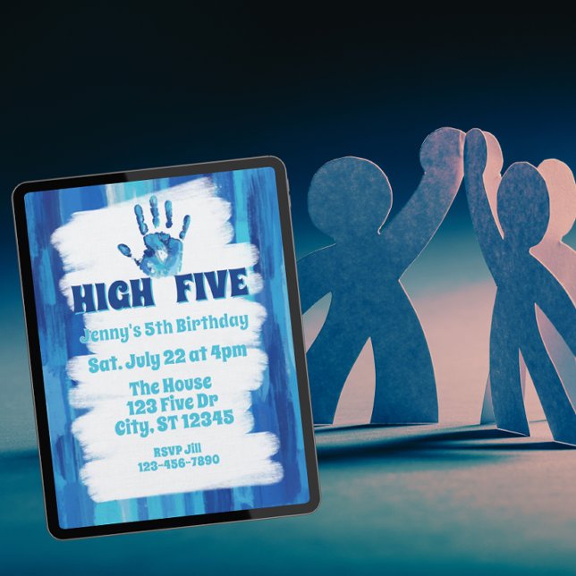 Convites High Five, Blue Painted 5th Birthday (Criador carregado)