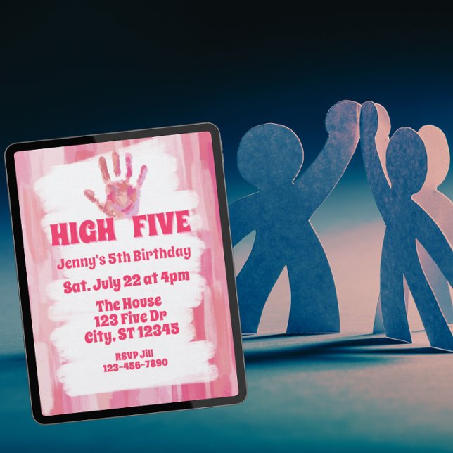 Convites High Five, Pink Painted 5th Birthday (Criador carregado)