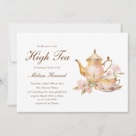 Convites High Tea Pastel Gold Bridal Shower