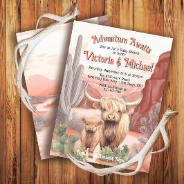 Convites Highland Cow Baby e Mamãe Desert