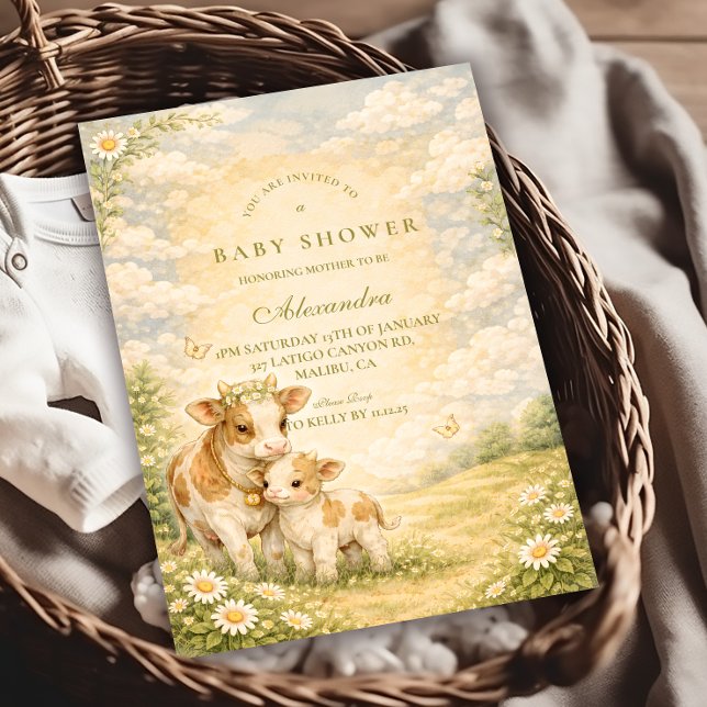 Convites Highland Cow Baby Shower (Criador carregado)
