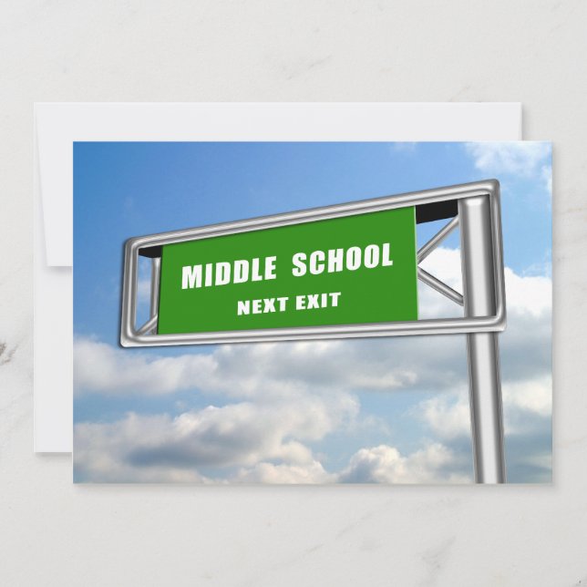 Convites Highway Sign Graduation Middle School Seguinte (Frente)