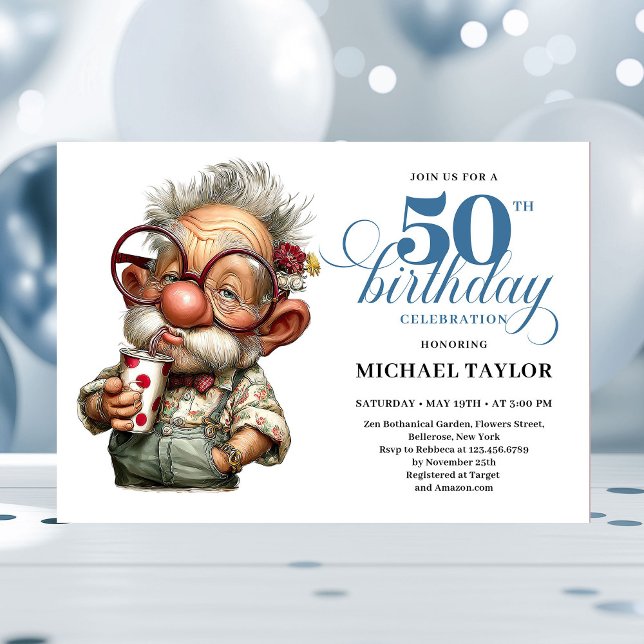 Convites Hilarious Man Turning 50 Milestone Party Invite (Hilarious Man Turning 50 Milestone Party Invite)