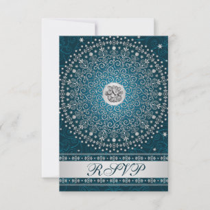 Convites Hindu Ganesh Teal, Rolos de Prata Responder Casame