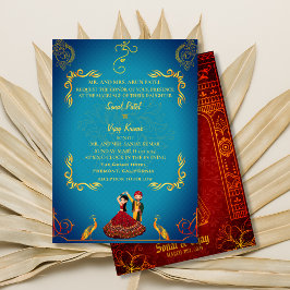 Convites Hindu Hindu Wedding Royal Ouro Teal