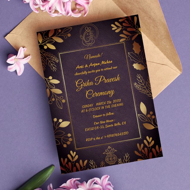 Convites Hindu House Warming Griha Pravesh (Criador carregado)