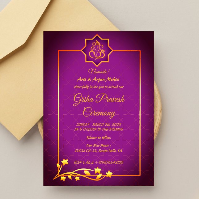 Convites Hindu House Warming Griha Pravesh (Criador carregado)