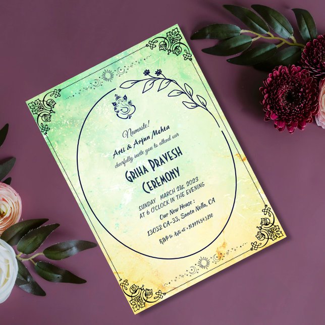 Convites Hindu House Warming Griha Pravesh (Criador carregado)