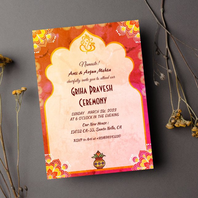 Convites Hindu House Warming Griha Pravesh (Criador carregado)