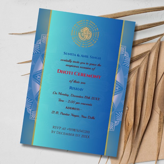 Convites Hindu Indiano Cerimônia de Dhoti Pancha Kattu (Criador carregado)