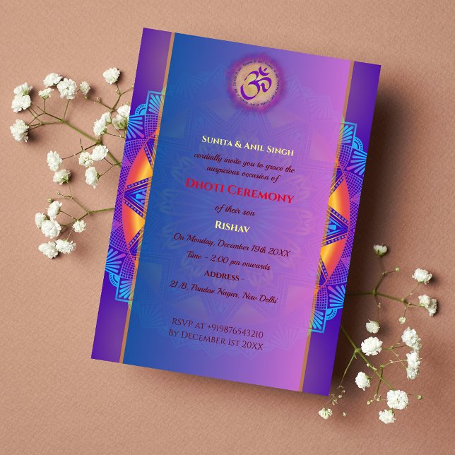 Convites Hindu Indiano Cerimônia de Dhoti Pancha Kattu (Criador carregado)