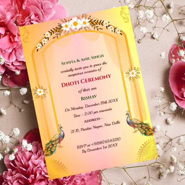 Convites Hindu Indiano Cerimônia de Dhoti Pancha Kattu (Criador carregado)