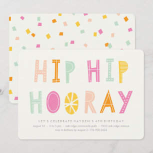 Convites Hip Hip Hooray Birthday Invent - Laranja