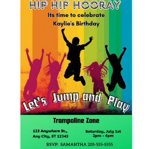 Convites Hip Hip Hooray! Salto de vamos: Parque Trampoline
