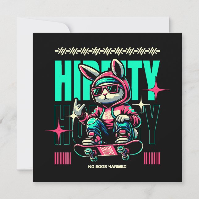 Convites Hip-Hop Hoppity - Skater Bunny Páscoa (Frente)