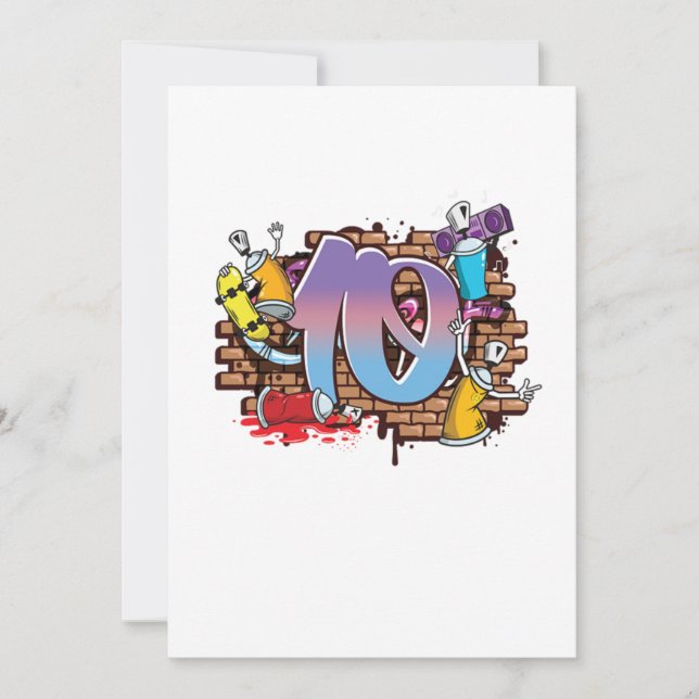 Convites Hiphop Dancer Graffiti Artist Typography 10th Birt (Frente)