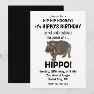 Convites Hipopótamo Divertido Cumpleaños Hipopótamo Fofo