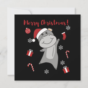 Convites Hipopótamo Feliz Natal Animais de Inverno Hipopóta