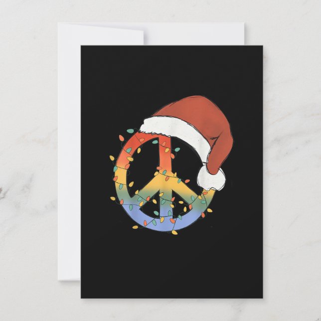 Convites Hippie Christmas Peace Sign Happy Holidays Xmas Li (Frente)