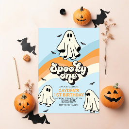 Convites HIPPIE Ghost retro Halloween Spooky Um azul