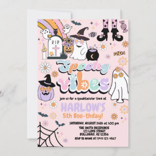 Convites Hippie Groovy Spooky Vibes Halloween Aniversário