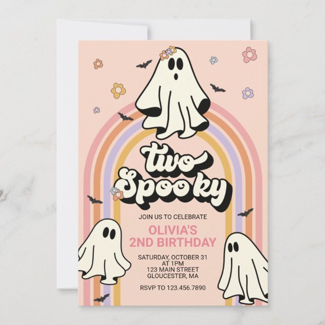 Convites Hippie Halloween Dois Aniversário Assustador (Frente)