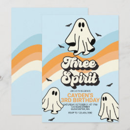 Convites Hippie Halloween Fantasma Retro Três Espíritos