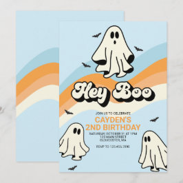 Convites Hippie Halloween Retro Fantasma Ei Boo azul